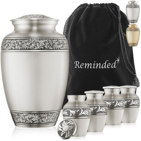 Floral Cremation Urns for Human Ashes - 1 Adult + 4 Keepsake